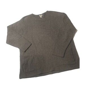 Purejill Sweater Womens LG Gray Alpaca Wool Blend Pullover Pockets Casual J Jill